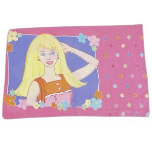 Vintage 90's Barbie Blonde Pink Floral Standard Pillowcase Replacement Dan River